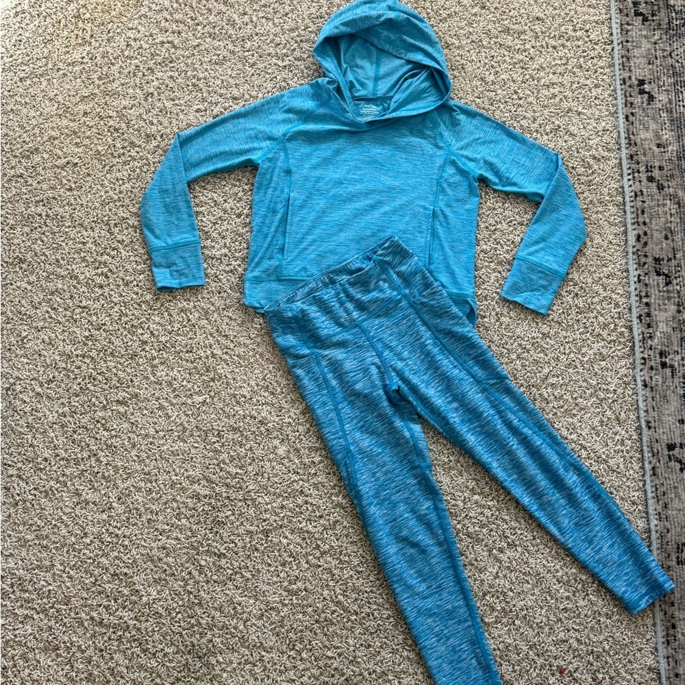 Hanna Andersson Blue Hooded Top and Leggings Set